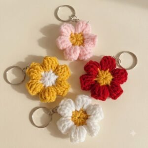 Puffy daisy flower keychain