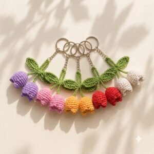 Puffy tulip keychain